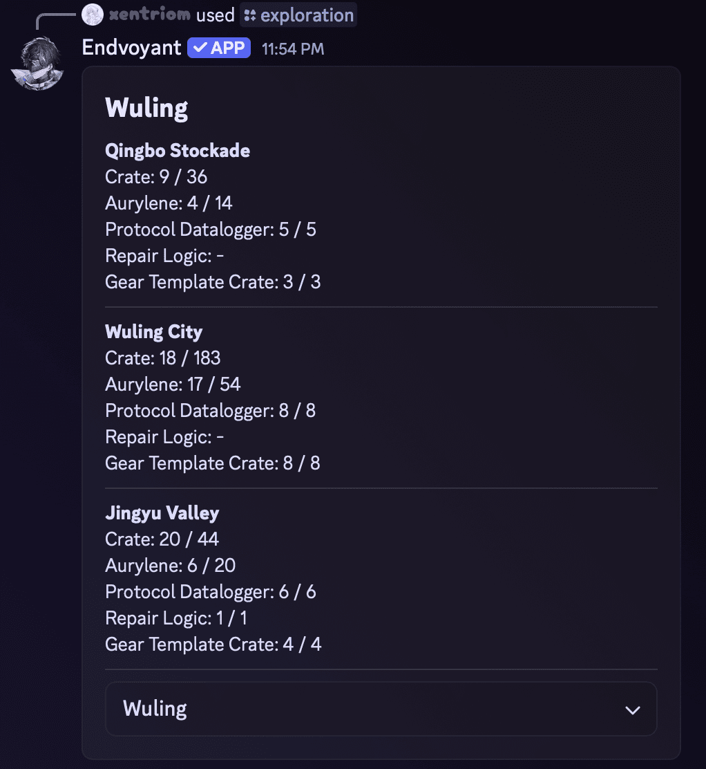 Endvoyant exploration progress inside Discord